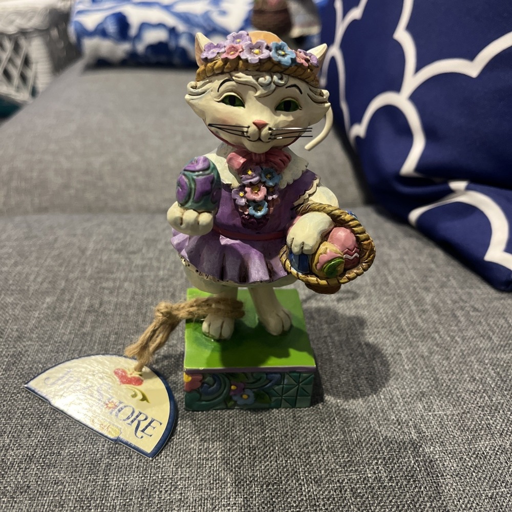 Jim Shore Purrfect Day For An Egghunt Cat Figurine